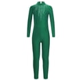 thumbnail image 3 of Kaerm Body de Danse pour Filles avec Strass Manches Longues Unitard Extensible Vert 14, 3 of 6