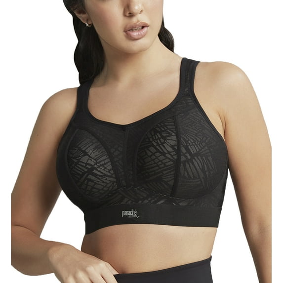 Panache Non-Wire Sports Bra (7341),40F,Black/Latte