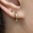 thumbnail image 4 of Italian 14k Yellow Gold Polished Waffle Snare Design Small Hollow Hoop Earrings, 4 of 5