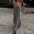 thumbnail image 5 of Miluxas Women's Sleeveless Maxi Dress Pleated Spaghetti Strap Loose Flowy Long Dress Elegant Wedding Guest Dress Beach Vacation Sundress Gray, 5 of 5