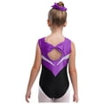 thumbnail image 2 of TiaoBug Kids Girls Gymnastics Tumbling Leotards One Piece Sparkly Ballet Sleeveless Cutout Back Bodysuit Purple 6, 2 of 7