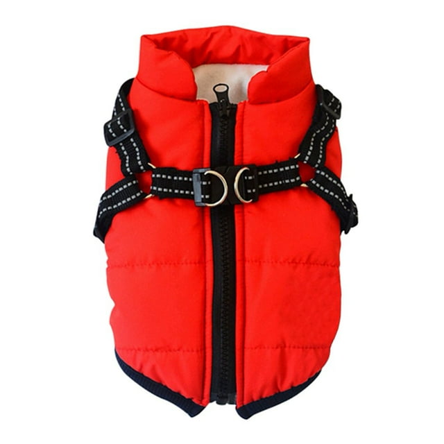 Pet Dog Jacket With Harness Windproof Winter Pet Dog Padded Coat Clothes