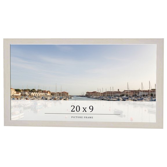 20x9 Frame White Wheat Solid Wood Picture Frame | Moulding Width 0.75 Inches | Interior Depth 0.5