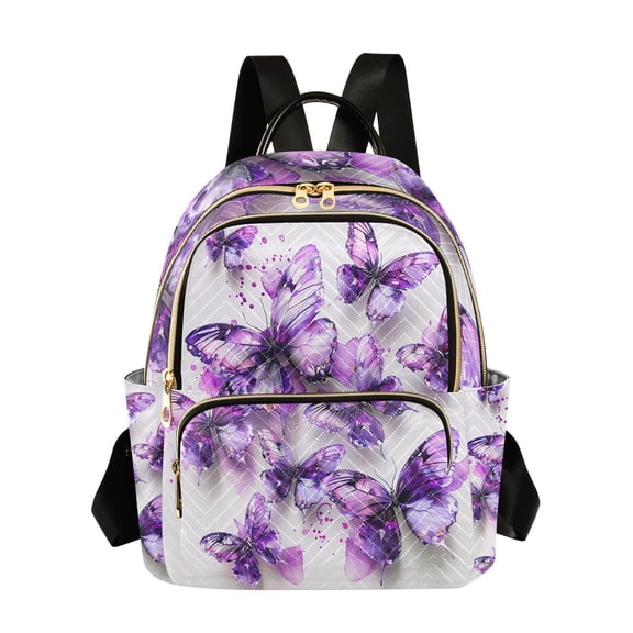Purple Butterflies Watercolor Travel Laptop Backpack Casual Daypack Lightweight Bookbag Compartment for Business