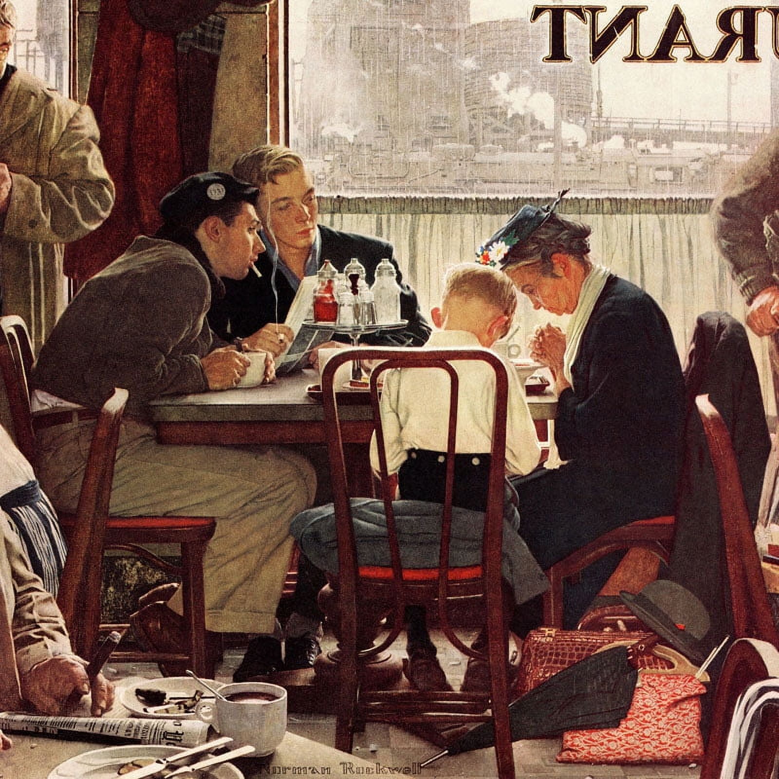 Marmont Hill Saying Grace by Norman Rockwell Canvas Wall Art