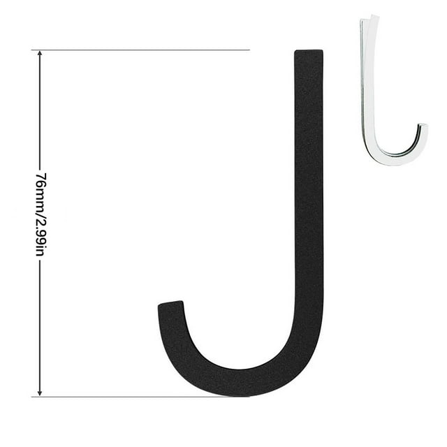 yulier 3" Black Address House Letter for Outside, Easy to Install 3D Modern Weather Proof Non-Rust Address Letter for Exterior House Address, Garage Gate, Street, Farmhouse Letter J