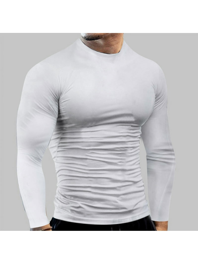 ZHAGHMIN Playera Manga Larga Para Hombre Male Spring And Summer Fitness Quick Long Sleeve T Shirt Solid Color Tight Elastic Bottoming Top Blank T Shirts Mens Shirts Long Sleeve T