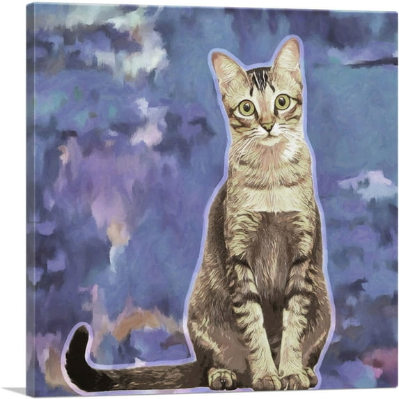 ARTCANVAS Singapura Cat Breed Violet Canvas Art Print - Size: 12" x 12" (0.75" Deep)