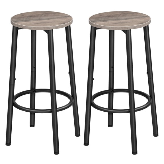HOOBRO Bar Stools, Set of 2 Bar Chairs, Kitchen Round Height Stools with Footrest, Breakfast Barstools, Sturdy Steel Frame, for Dining Room, Kitchen, Party, Easy Assembly, Greige BG03BY01
