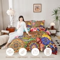 thumbnail image 3 of jejeloiu Vibrant Mandala Queen Comforter Set For Men Women,Bohemian Pattern Comforter Sets Queen,Multi Color,Black Reversible,3pcs,1 Comforter and 2 Pillowcases, 3 of 7