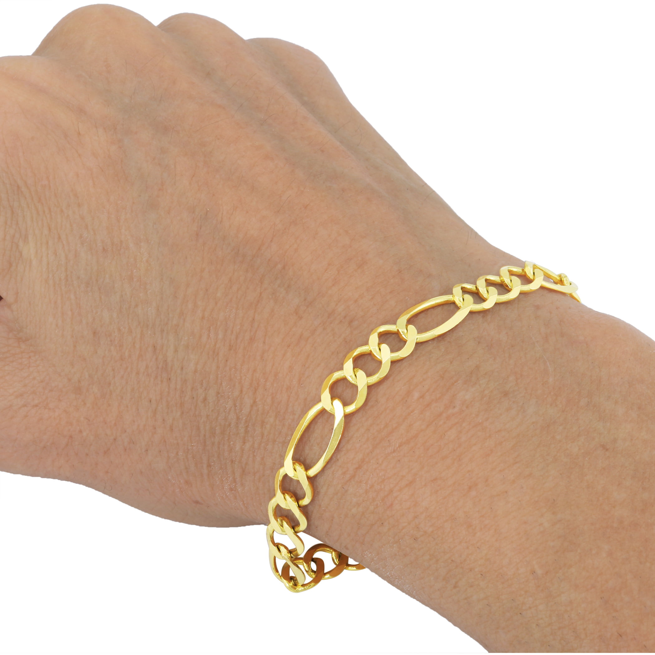 Men's 14K Yellow Gold 7mm Flat Figaro Chain Bracelet, 8 - 100% Exclusive