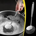 thumbnail image 2 of Cleaning Brushes 304 stainless steel pot brush does not damage the pot. Household long-handled steel brush is a kitchen stove cleaning tool, 2 of 8