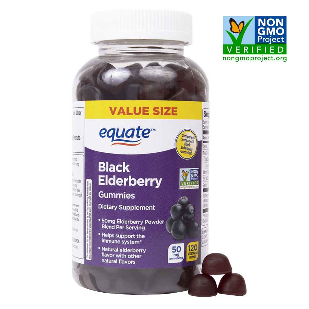 Equate Black Elderberry Gummies, 50 mg, 120 ct