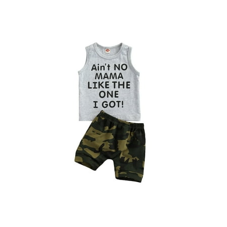 

Infant Baby Boy Camo Shorts Outfit Sleeveless T-Shirt and Shorts Summer Clothes