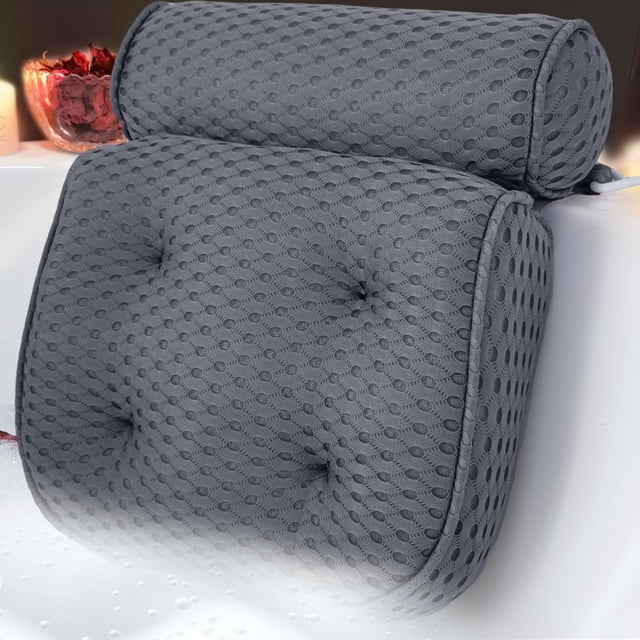 Almohada de baño AeroIvi Luxury para bañera, cabeza y cuello, color gris