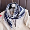 thumbnail image 3 of Bufanda cuadrada de seda con estampado Floral para mujer, pañuelo de satén suave, para la cabeza Hijab, cinta para bolso, 3 of 5