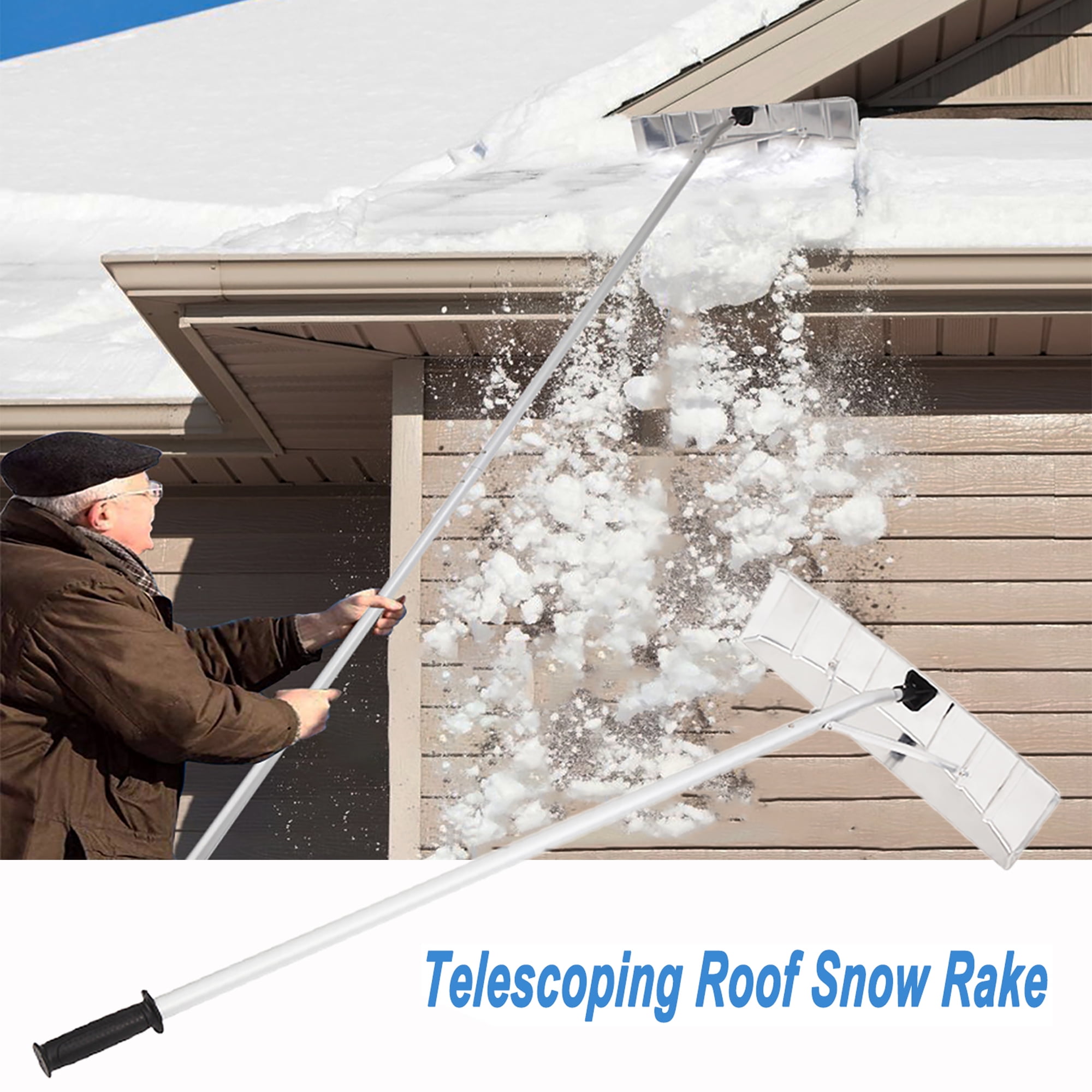 Snow Roof Rake, 20FT Extendable Aluminum Snow Rake for House Roof with 25  Blade, 5 Extension Tubes & Anti-Skid Handle, Lightweight Roof Snow Removal  Tool. Price: $63. Dm me if you are