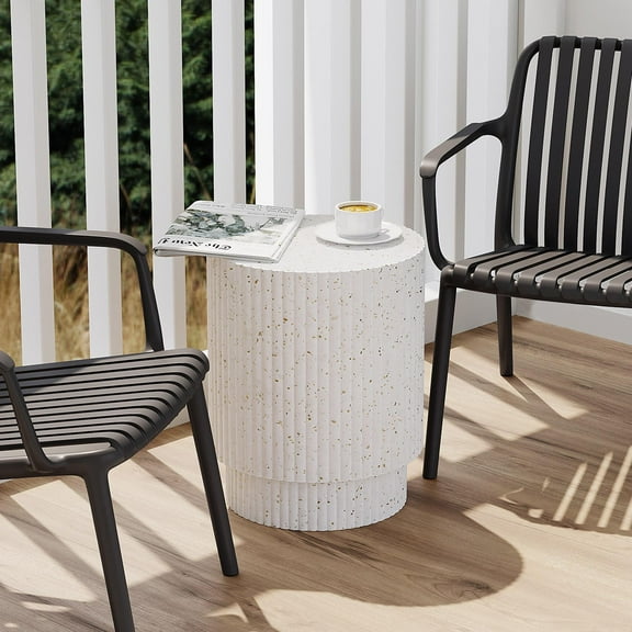 Sheila Indoor or Outdoor End Table - Stone White
