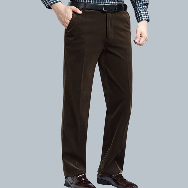 Men Solid Color Zipper Button Straight Leg Wide Leg Casual Suit Pants