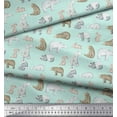 thumbnail image 2 of Soimoi Green Viscose Chiffon Fabric Bear & Rabbit Animal Decor Fabric Printed Yard 42 Inch Wide, 2 of 3