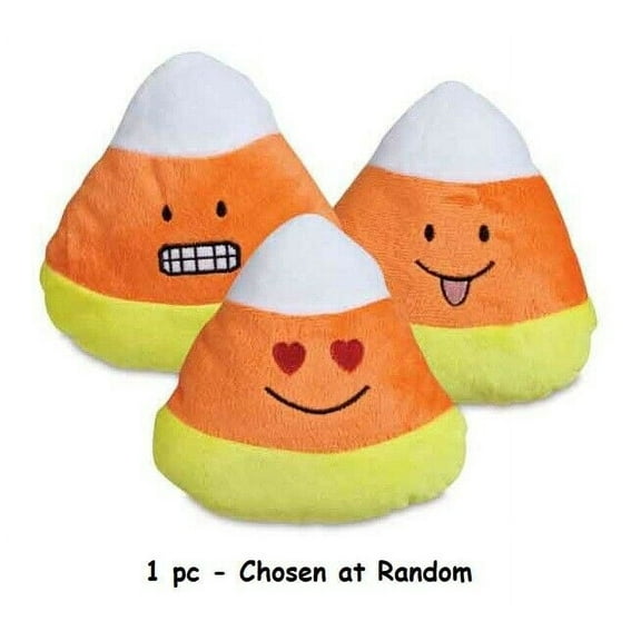 Emoji Candy Corn Dog Toys Funny Face Halloween Plush 6" Pick Smile Grin Hearts (Seller's Choice)