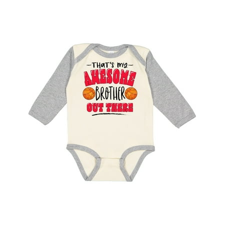 

Inktastic That s My Awesome Brother out There with Basketballs Gift Baby Boy or Baby Girl Long Sleeve Bodysuit