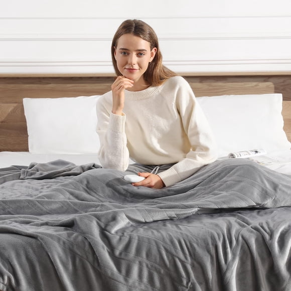 Manta térmica Molatink King Size Electric 228 x 254 cm, color gris sutil
