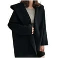 thumbnail image 2 of ZZwxWA Womens Open Front Hooded Peacoat Cardigan Winter Short Casual Loose Fit Trench Coat Jacket Outwear with Pockets, 2 of 7