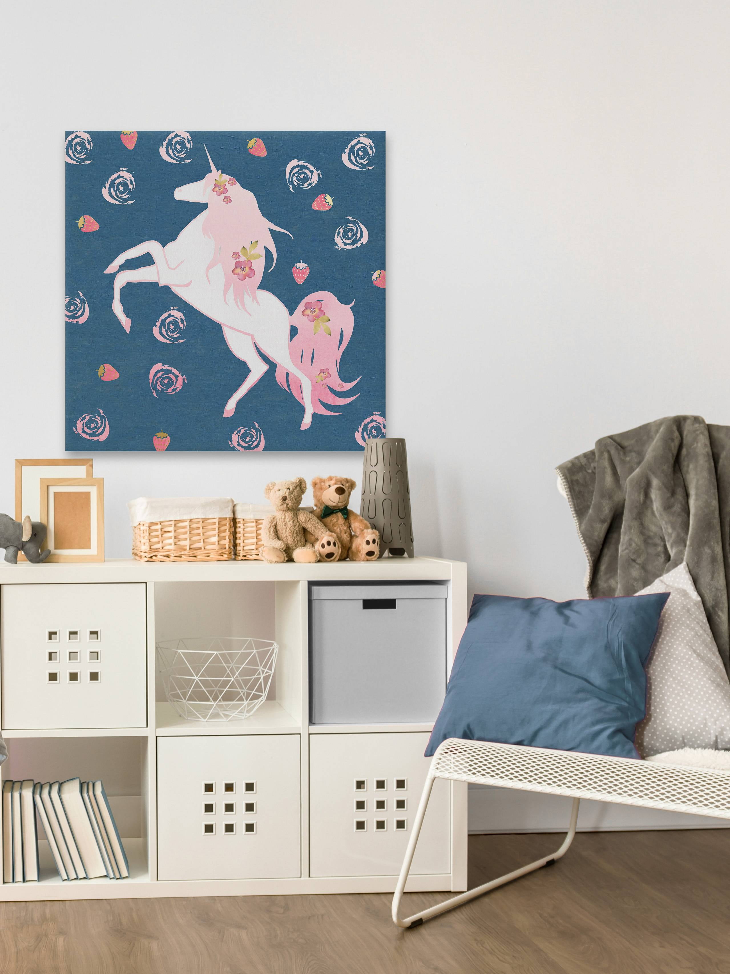 Marmont Hill Strawberry Swirl Unicorn Canvas Wall Art