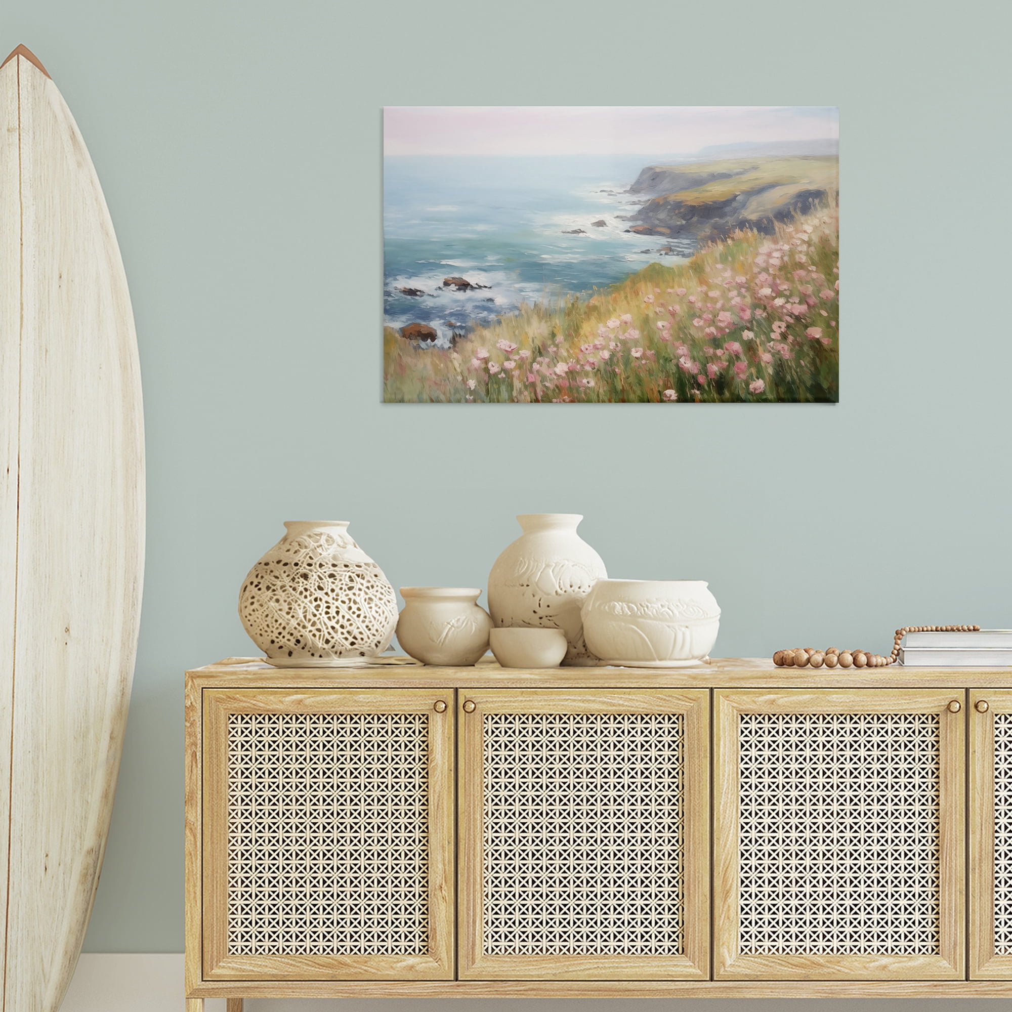 Stupell Industries Pink Wildflower View Landscape & Nature Painting Wrapped Canvas Art Print Wall Art, 36 x 24