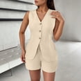 thumbnail image 2 of Women's Casual Shorts Set Summer Comfortable Open Front Tie Waist Short Sleeve Stylish Two Piece Outfit for Daily Wear, 2 of 2