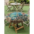 thumbnail image 4 of Outdoor Tablecloths with Umbrella Hole & Zipper, Vintage Sea Turtle Round Tablecloth 54 Inch, Brown Nautical Anchor Bubbles Coastal Waterproof Table Cloth, Patio/Pool/Picnic Table Covers, 4 of 8