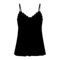 thumbnail image 4 of SNKSDGM Female Square Neck Tank Top Women Beige Womens White Tank Tops for Layering Lace Women's Tank Top V Neck Lace Camisole Casual Cute Summer Top Loose fit, 4 of 5