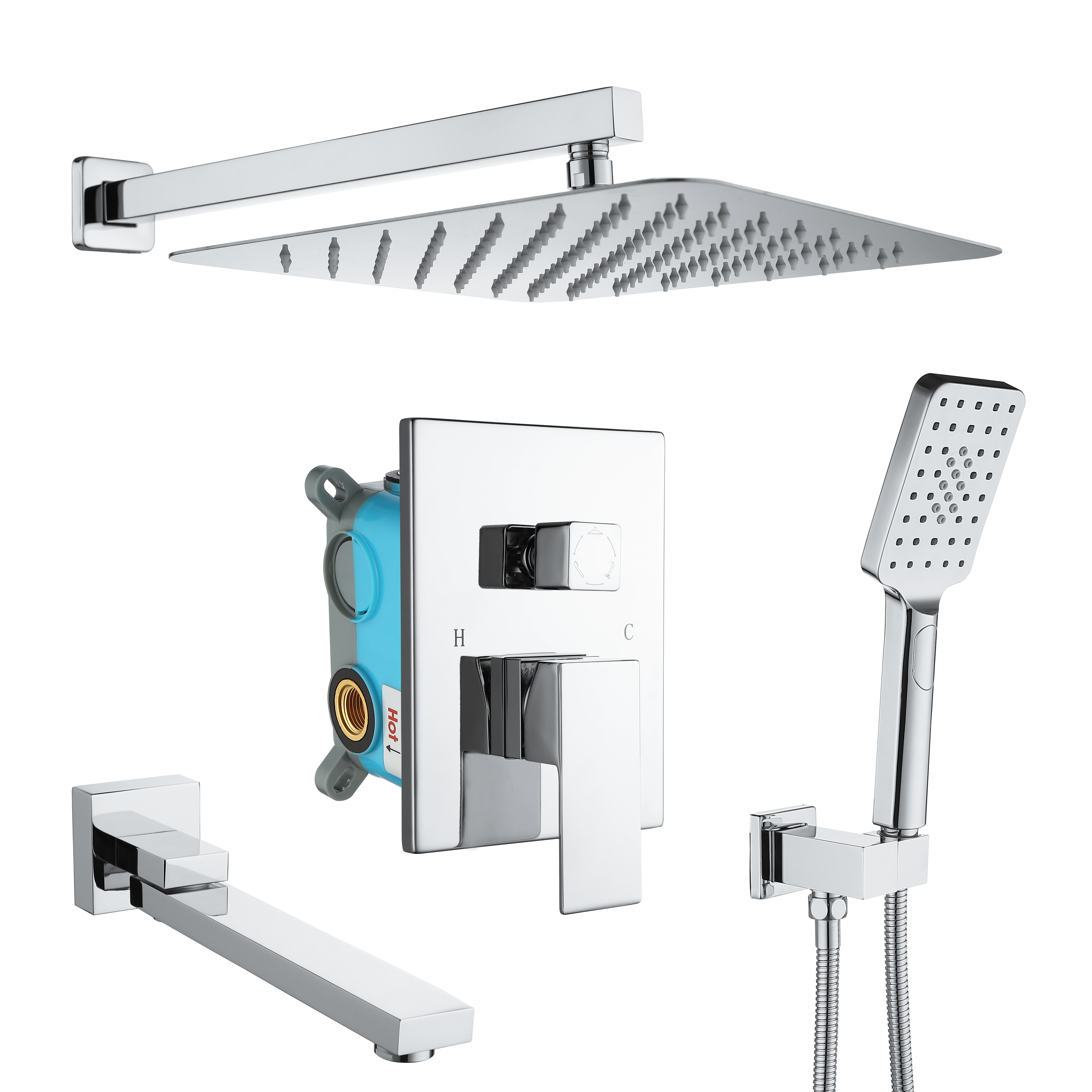 CoSoTower Shower Faucet Set AntiScald Shower Fixtures With RoughIn Pressure Balanced Valve And