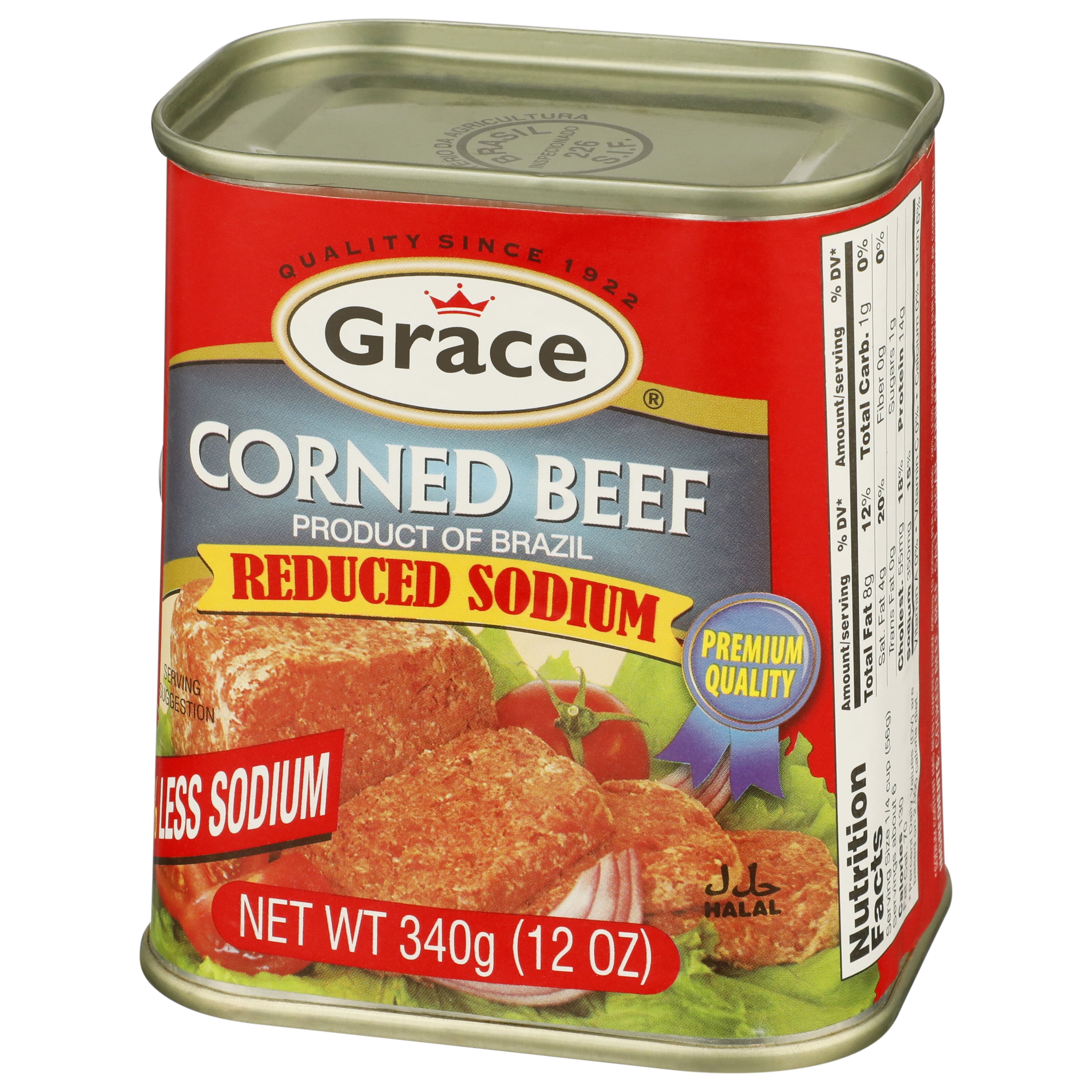 (2 pack) Grace Corn Beef, Reduced Sodium, 12 oz Can