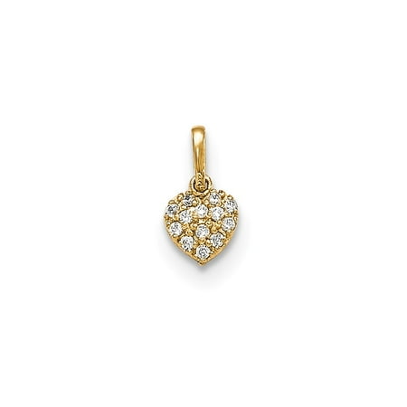 14k Yellow Gold CZ Children's Heart Pendant