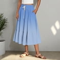 thumbnail image 2 of Women's Gradient Boho Flowy Midi Skirt Summer Casual Elastic High Waist Tiered Long Skirts with Pockets, 2 of 6
