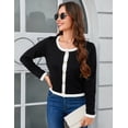 thumbnail image 6 of Yesfashion Women's Knit Cardigan Crewneck  Metal Button Long Sleeve Lightweight Sweater Cardigans, 6 of 8