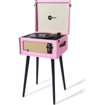 Arkrocket Discovery 3-Speed Record Player Retro Bluetooth Turntable Built-in Speakers Legs (Pink)