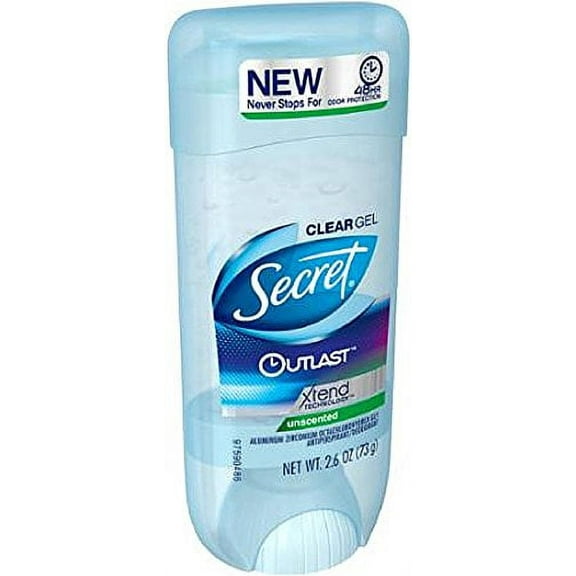 Secret Outlast Xtend Antiperspirant & Deodorant Clear Gel, Unscented 2.6 oz (Pack of 8)