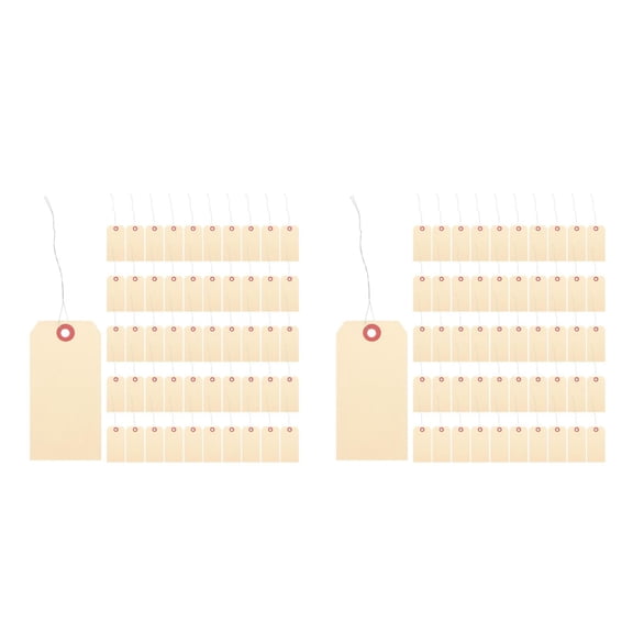 200 Pack Manila Paper Tags with Wire Attached Manilla Shipping Tags Labels with Ties