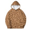 thumbnail image 5 of Spazoro Girls Hooded Sweatshirt with Pockets, Long Sleeve Drawstring Hooded Neck Warm Leopard Print Pullover Tops Casual Hoodies for School Brown Size 13, 5 of 8