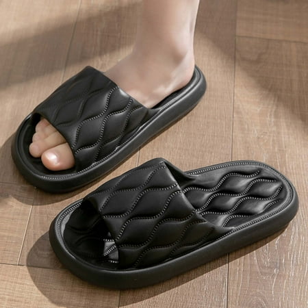 

Wavsuf Cloud Slides for Women Casual Summer Lightweight Indoor Home Black Slippers Size 44