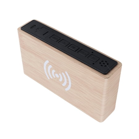YAHHU Wooden Digital Alarm Clock with 10W Wireless Charging Station, 3 Level LED Dimmer, 3 Alarms, Date and Temperature Display, Bamboo Wood Desktop Clock (6.69 inches / 17 cm)