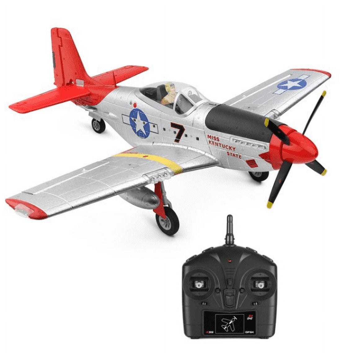 P51D 400 mm Wingspan Glider, 2.4G 4CH RC Aeroplane Fixed Wing Plane with Xpilot Gyroscope System for Beginners - RTF
