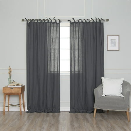 Aurora Home French Linen Tie Top 150 Gsm Single Curtain Panel