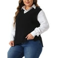 thumbnail image 6 of Agnes Orinda Plus Size Sweater Vest for Women V Neck Knit Vests Solid Classic Sleeveless Pullover Sweaters Tops 1X Black, 6 of 7