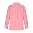 thumbnail image 4 of QLEICOM Plus Size Women Button Down Shirts Solid Classic Long Sleeve Collared Tops Office Blouse Work Shirt Tunic Tops Pink 5XL, US Size:18, 4 of 7