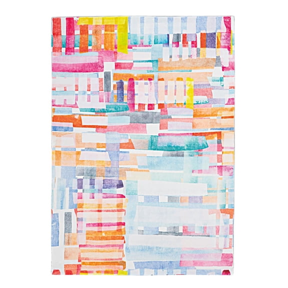 Linon Motif Printed Faux Rabbit Pink 3' X 5' Rectangle Area Rug RUGPR0135