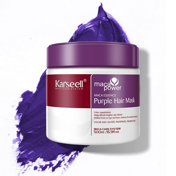 Karseell Purple Hair Mask Professional Neutralizes Brass & Yellow Tones for Blonde Silver Gray Highlighted Hair 16.90 oz 500ml